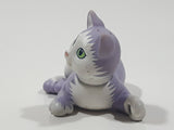 Rare Very Hard To Find 1991 Hasbro Inc Kitty Surprise Funtime Babies Light Purple and White Cat 3 1/2" Long Plastic Toy Figure with Magnetic Paw