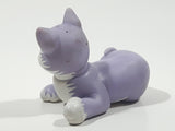 Rare Very Hard To Find 1991 Hasbro Inc Kitty Surprise Funtime Babies Light Purple and White Cat 3 1/2" Long Plastic Toy Figure with Magnetic Paw