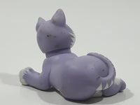 Rare Very Hard To Find 1991 Hasbro Inc Kitty Surprise Funtime Babies Light Purple and White Cat 3 1/2" Long Plastic Toy Figure with Magnetic Paw