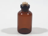 Vintage Miniature Micro Sized Brown Amber Glass Cork Top Bottle 1 5/8" Tall