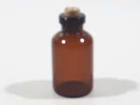 Vintage Miniature Micro Sized Brown Amber Glass Cork Top Bottle 1 5/8" Tall