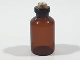 Vintage Miniature Micro Sized Brown Amber Glass Cork Top Bottle 1 5/8" Tall