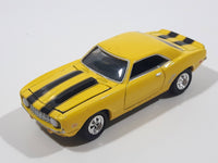 2001 Johnny Lightning Popular Hot Rodding 1969 Chevrolet Camaro Yellow with Black Stripes Die Cast Toy Car Vehicle with Opening Hood