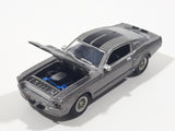 Greenlight Hollywood Gone In Sixty Seconds Movie Film '67 Ford Mustang Eleanor Metallic Grey Silver with Black Stripes Die Cast Toy Car Vehicle with Opening Hood