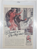 Vintage 1940 Texaco Dealers "Snapshot of a Sky Chief start!" Winter 10 1/8" x 13 1/2" Paper Advertisement