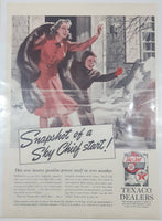 Vintage 1940 Texaco Dealers "Snapshot of a Sky Chief start!" Winter 10 1/8" x 13 1/2" Paper Advertisement