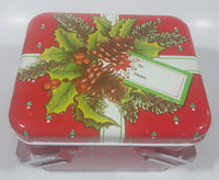 Christmas Present Gift Themed Red Tin Metal Container with Handles