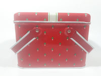 Christmas Present Gift Themed Red Tin Metal Container with Handles
