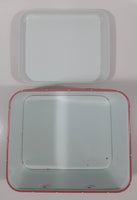 Christmas Present Gift Themed Red Tin Metal Container with Handles