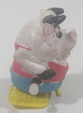 White and Black Bull Cow Wind Up Rubber Toy 2 1/4" Tall