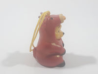 Disney Danglers Winnie The Pooh Dressed in a Red Bull Cow Costume 2 1/4" Tall Toy Figure