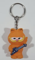 Star Awards Paws Garfield Musician Holding A Guitar 1 3/4" Tall Toy Figure Hard Rubber Key Chain