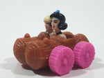 1993 McDonald's U.C.S. & Amblin The Flintstones Betty Rubble and Bamm Bamm in Log Car Plastic Toy Vehicle 1 3/4" Long