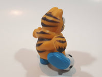 Vintage 1978 1981 United Features Syndicate Garfield King A Soccer Ball 2 1/4" Tall PVC Toy Figure Made in Hong Kong