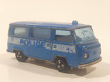 Vintage Majorette No. 244 Fourgon VW Police Van Blue 1/60 Scale Die Cast Toy Vehicle with Opening Rear Hatch Made in France