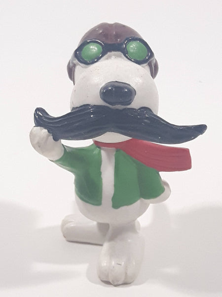 Vintage United Feature Peanuts Snoopy Red Baron with Mustache 2 1/2" Tall PVC Toy Figure Made in Hong Kong