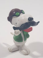 Vintage United Feature Peanuts Snoopy Red Baron with Mustache 2 1/2" Tall PVC Toy Figure Made in Hong Kong