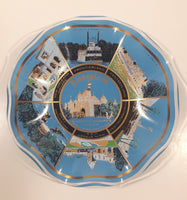 Vintage Disneyland Exclusive Walt Disney Productions Sleeping Beauty's Castle 7 1/2" Diameter Blue Waved Edge Glass Candy Dish / Ash Tray