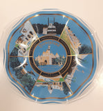 Vintage Disneyland Exclusive Walt Disney Productions Sleeping Beauty's Castle 7 1/2" Diameter Blue Waved Edge Glass Candy Dish / Ash Tray