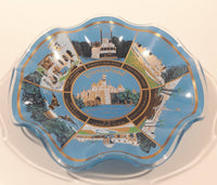 Vintage Disneyland Exclusive Walt Disney Productions Sleeping Beauty's Castle 7 1/2" Diameter Blue Waved Edge Glass Candy Dish / Ash Tray