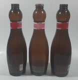 Budweiser King of Beers 9 1/2" Tall 1 Pint Bowling Pin Shaped Amber Glass Beer Bottle with Born on Date Set of 3