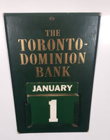 Rare Vintage TD The Toronto Dominion Bank Green Promotional 9 1/2" x 12" Perpetual Calendar Sign