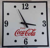 Vintage Enjoy Coca-Cola White 17" x 17" Illuminated Light Up Wall Clock Sign