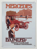 Set of 4 Mercedes Vintage Style Small 3 1/8" x 4 3/8" Bowed Tin Metal Advertising Signs