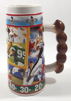 1997 Ceramarte Brazil Budweiser Sports Action Series Touchdown! 8" Tall Embossed Beer Stein Mug Cup with Football Handle