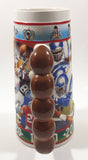 1997 Ceramarte Brazil Budweiser Sports Action Series Touchdown! 8" Tall Embossed Beer Stein Mug Cup with Football Handle