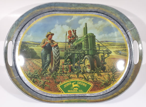 John Deere Moline, Ill Galvanized Metal Beverage Serving Tray 11 1/2" x 16"