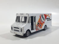 1994 Road Champs Frito Lay Cheetos Cheese That Goes Crunch Chevrolet Step Delivery Van White Die Cast Toy Car Vehicle with Opening Doors