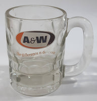 Vintage A & W "the difference is delicious" Clear Glass 4 1/4" Tall Heavy Glass Root Beer Mug