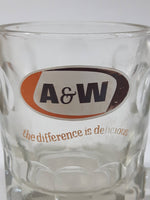 Vintage A & W "the difference is delicious" Clear Glass 4 1/4" Tall Heavy Glass Root Beer Mug