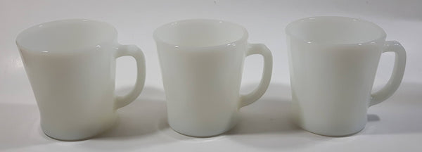 Vintage Anchor Hocking 1212 White Milk Glass Mug Cups Set of 3 Made in U.S.A.