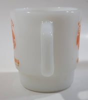 Vintage Anchor Hocking 312 Orange Flowers White Milk Glass Mug Cup Made in U.S.A.