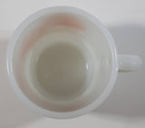 Vintage Anchor Hocking 312 Orange Flowers White Milk Glass Mug Cup Made in U.S.A.