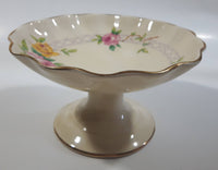 Vintage Royal Staffordshire Porcelain Mary Garden Pink and Yellow Flower Pattern 3" Tall Pedestal Candy Dish Made in England