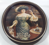 Vintage 1970s Pepsi Cola "Lady Gibson" Oval Brown Border Beverage Metal Serving Tray