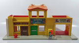 Vintage 1970s Fisher Price Little People Police Station Barber Shop Garage Auto Repair Street Block Strip Mall Play Set