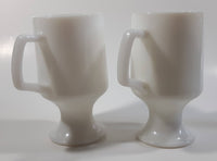 Vintage Walt Disney World Mom and Dad 5 1/2" Tall Pedestal Milk Glass Mug Cups Set