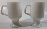 Vintage Walt Disney World Mom and Dad 5 1/2" Tall Pedestal Milk Glass Mug Cups Set