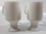 Vintage Walt Disney World Mom and Dad 5 1/2" Tall Pedestal Milk Glass Mug Cups Set