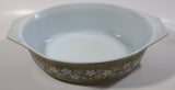 Vintage Pyrex 045 Olive Green White Spring Blossom Crazy Daisy Floral Pattern 2 1/2 Qt Casserole Dish Made in U.S.A. No Lid