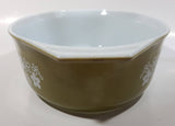 Vintage Pyrex 045 Olive Green White Spring Blossom Crazy Daisy Floral Pattern 2 1/2 Qt Casserole Dish Made in U.S.A. No Lid