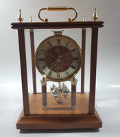 Vintage Elgin Quartz Glass and Wood Cased Mantle Clock 11 1/2" Tall Made in Japan