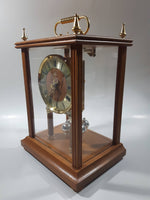 Vintage Elgin Quartz Glass and Wood Cased Mantle Clock 11 1/2" Tall Made in Japan