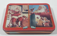 1995 Coca Cola Nostalgia Santa Claus Themed 2 Decks of Playing Cards in Tin Metal Container