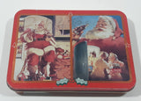1995 Coca Cola Nostalgia Santa Claus Themed 2 Decks of Playing Cards in Tin Metal Container