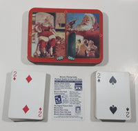 1995 Coca Cola Nostalgia Santa Claus Themed 2 Decks of Playing Cards in Tin Metal Container
